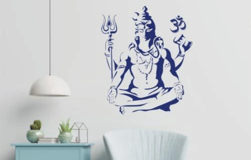 Vr Wallpaper Shiva Designer Wall Sticker (Matt Vinyl) Large Size Self Adhesive Wall Sticker