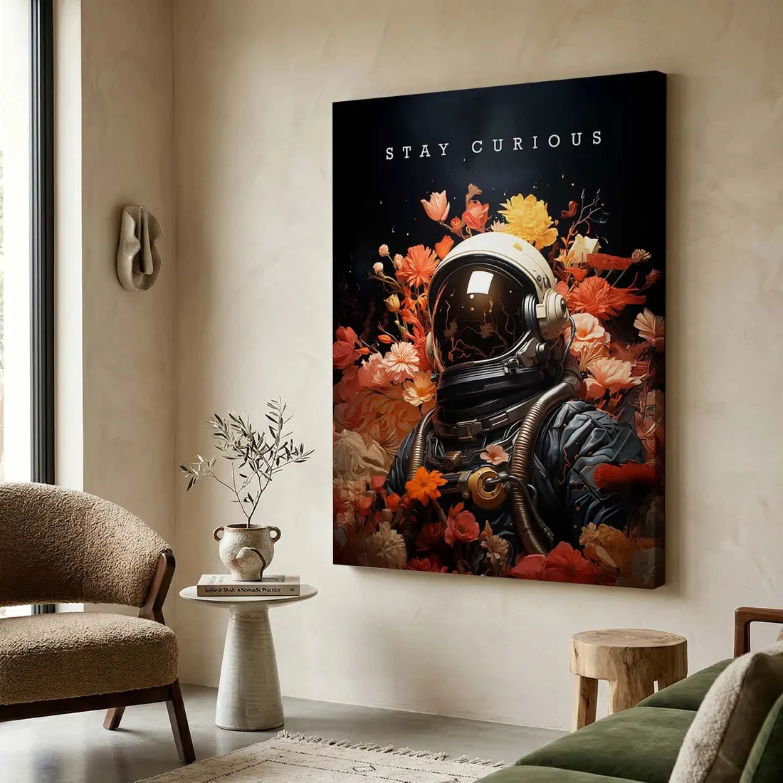 Stay Curious Astronaut Bloom Canvas Art Print - Image 5