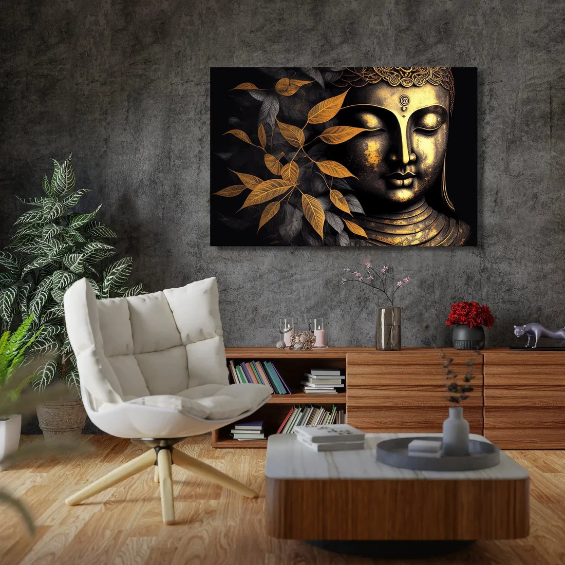 Golden Buddha Canvas Print - Large Canvas Art Print for Home and Living Room Wall decor - Image 3