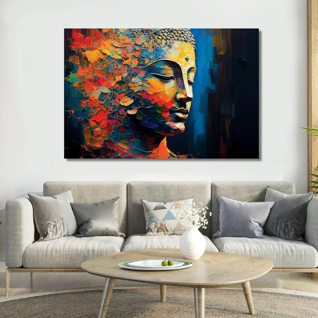 Vibrant Buddha Canvas Prints for Living Room Wall Decor