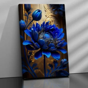 Magnificent Vibrant Blue Flower Canvas Print for Living Room Bedroom Home Wall Decor