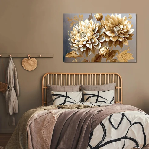 Luxury Gold Floral Canvas Print for Wall Decor - Image 3